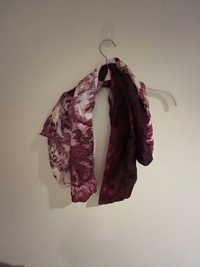 Vince Camuto Plum and White Floral Print  Silk Lightweight Scarf